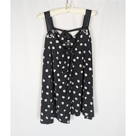 Lane Bryant Tank Top 22 24 Women's Black Polka Dot Sleeveless Tie Back Stretch - Picture 1 of 5
